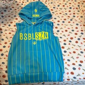 BSBLSZN Boys' Sleeveless Hoodie in Teal with Yellow- no tags never worn